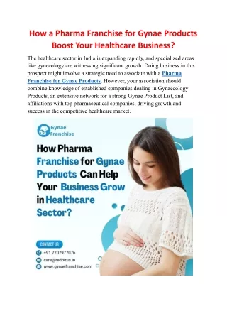 How a Pharma Franchise for Gynae Products Boost Your Healthcare Business?