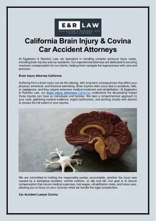 California Brain Injury & Covina Car Accident Attorneys