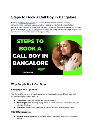 Steps to Book a Call Boy in Bangalore