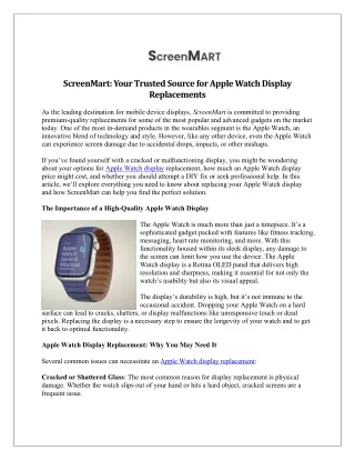 ScreenMart Your Trusted Source for Apple Watch Display Replacements