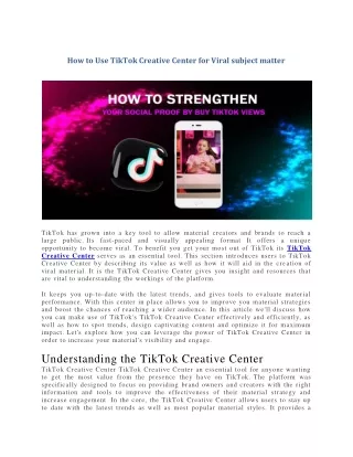 How to Use TikTok Creative Center for Viral subject matter