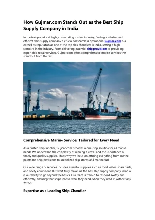 how gujmar com stands out as the best ship supply