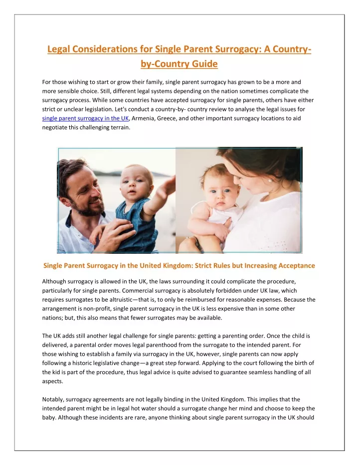 legal considerations for single parent surrogacy