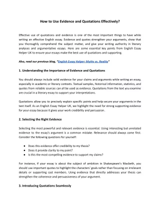 How to Use Evidence and Quotations Effectively?
