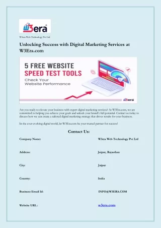 Unlocking Success with Digital Marketing Services at W3Era.com