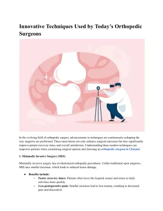 innovative techniques used by today s orthopedic