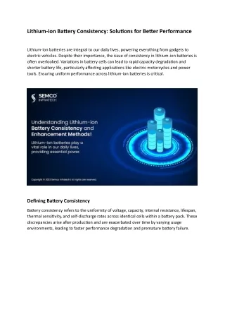lithium ion battery consistency solutions