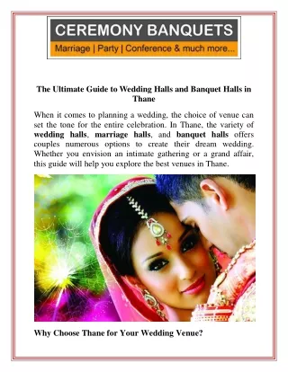 The Ultimate Guide to Wedding Halls and Banquet Halls in Thane