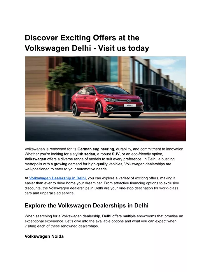 discover exciting offers at the volkswagen delhi