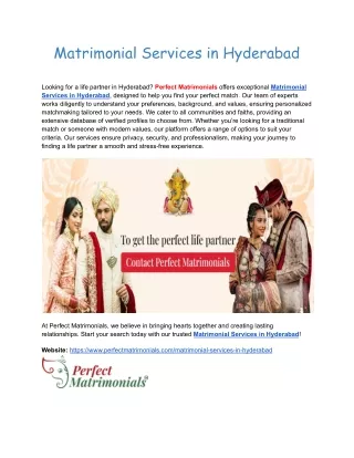 Matrimonial Services in Hyderabad