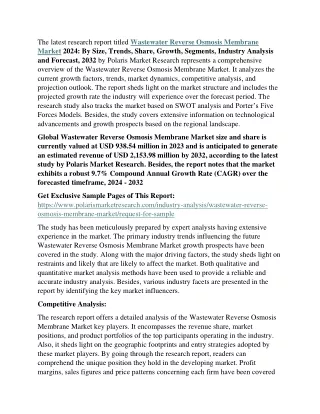 the latest research report titled wastewater