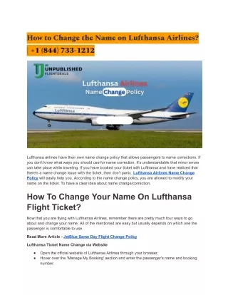 How to Change the Name on Lufthansa Airlines