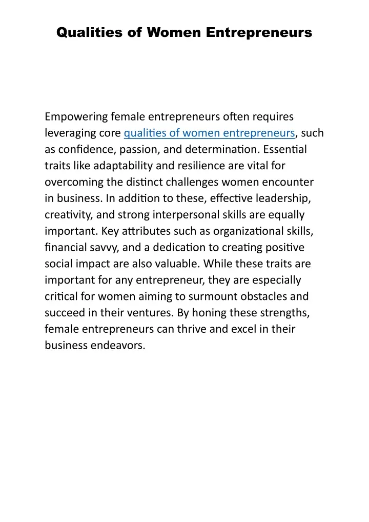 qualities of women entrepreneurs