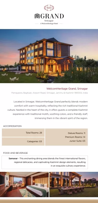 Luxury Resort in Srinagar | WelcomHeritage Grand Hotel Srinagar, Kashmir