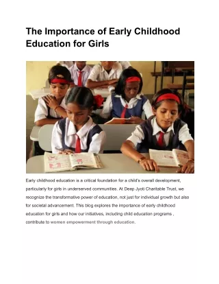 The Importance of Early Childhood Education for Girls