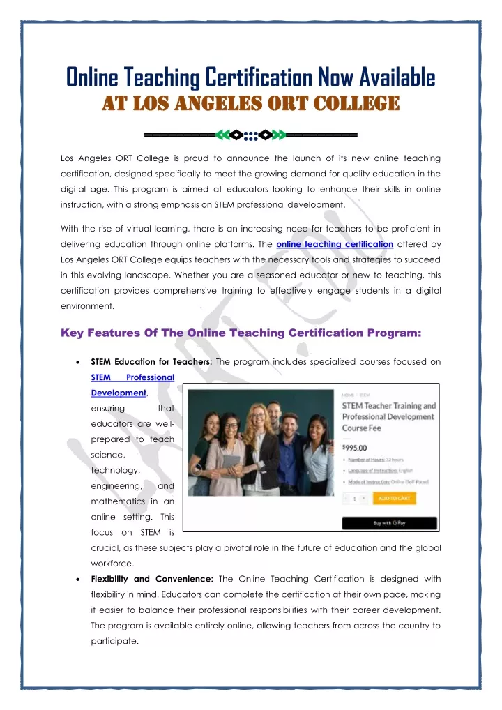 online teaching certification now available