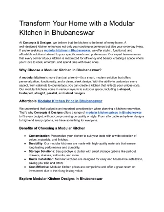 Transform Your Home with a Modular Kitchen in Bhubaneswar
