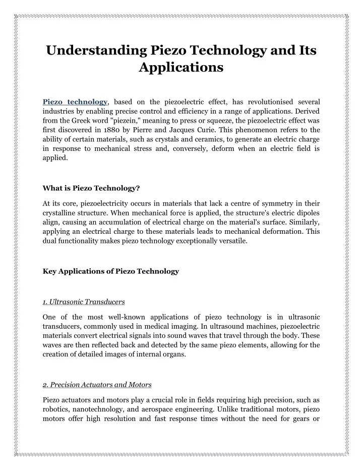 understanding piezo technology