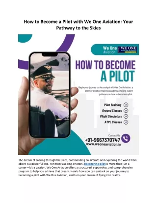 How to Become a Pilot with We One Aviation