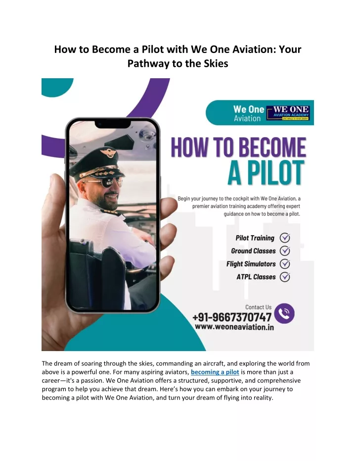 how to become a pilot with we one aviation your