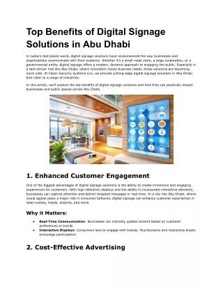 Top Benefits of Digital Signage Solutions in Abu Dhabi