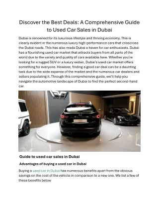 Discover the Best Deals A Comprehensive Guide to Used Car Sales in Dubai