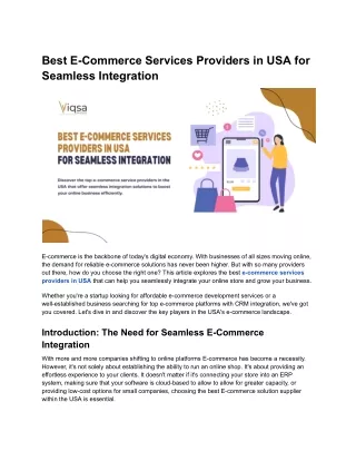 Best E-Commerce Service Providers in USA for Easy Integration