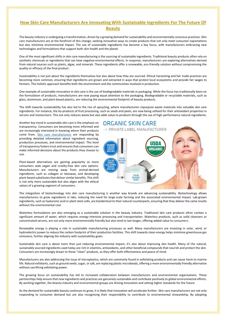 how skin care manufacturers are innovating with