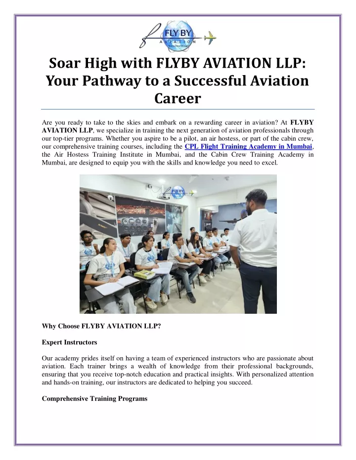 soar high with flyby aviation llp your pathway