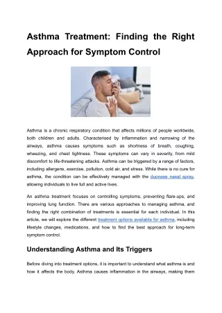 asthma treatment finding the right