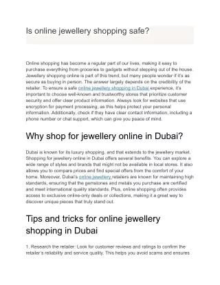 Is online jewellery shopping safe