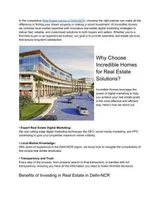 Trusted Real Estate Solutions in Delhi-NCR | Incredible Homes