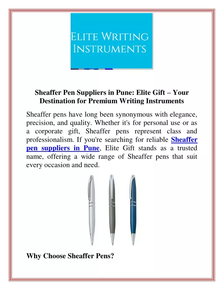 sheaffer pen suppliers in pune elite gift your