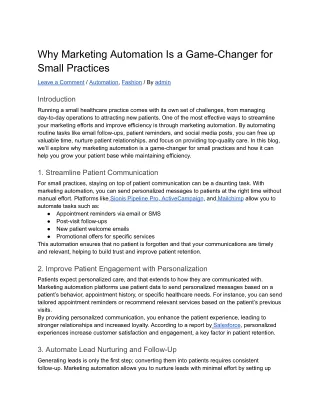 Why Marketing Automation Is a Game-Changer for Small Practices