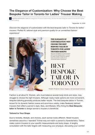 The Elegance of Customization Why Choose the Best Bespoke Tailor in Toronto for Ladies Trouser Making