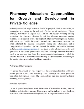 Pharmacy Education_ Opportunities for Growth and Development in Private Colleges