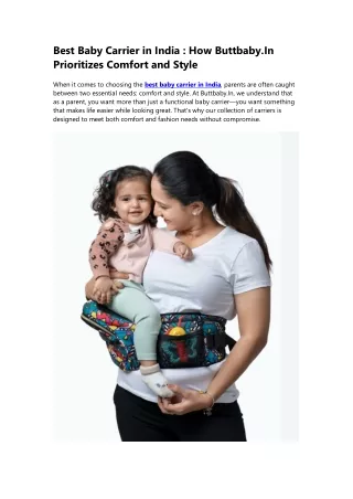 Best Baby Carrier in India : How Buttbaby.In Combines Comfort and Style for Pare