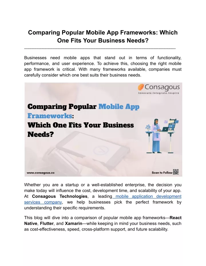 comparing popular mobile app frameworks which