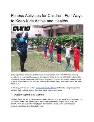 Fitness Activities for Children by CurioBoat