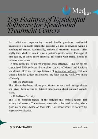 Top Features of Residential Software for Residential Treatment Centers | MedEZ