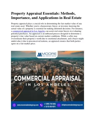 Property Appraisal Essentials Methods, Importance, and Applications in Real Estate