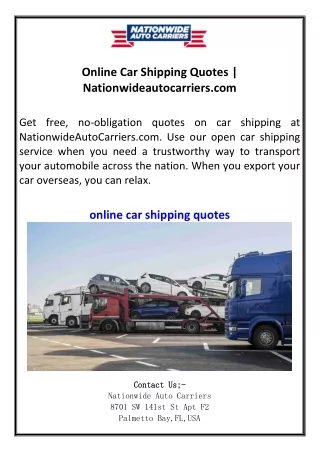 Online Car Shipping Quotes  Nationwideautocarriers.com
