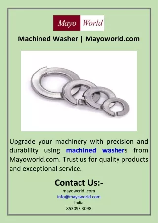 Machined Washer  Mayoworld.com  Handwerk-benz.de