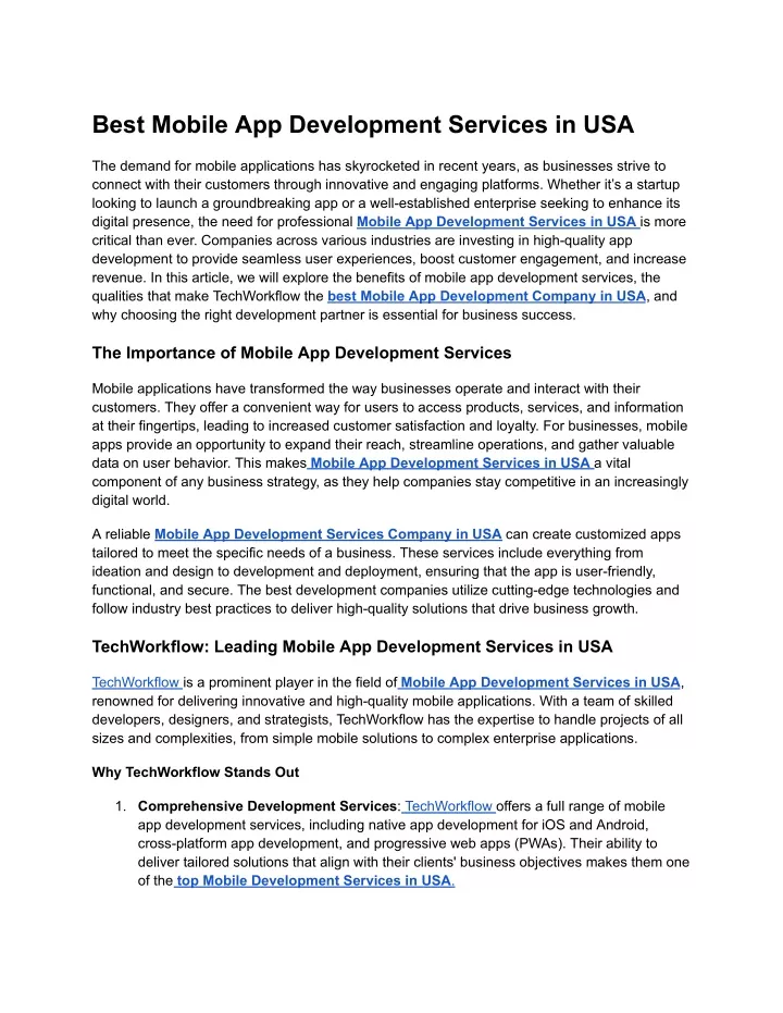 best mobile app development services in usa