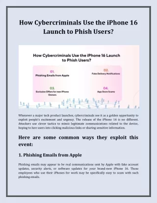 How Cybercriminals Use the iPhone 16 Launch to Phish Users?