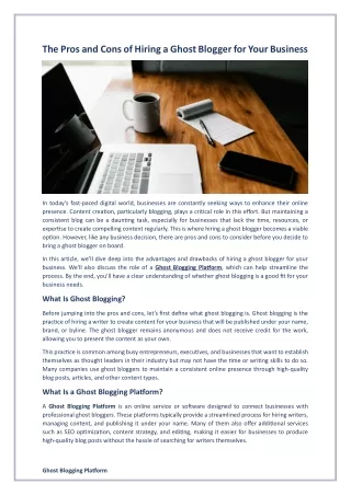 The Pros and Cons of Hiring a Ghost Blogger for Your Business