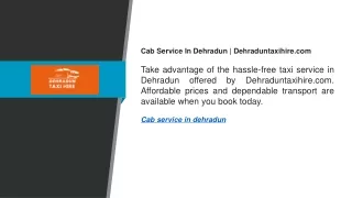 Cab Service In Dehradun Dehraduntaxihire.com