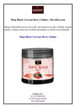 Shop Black Currant Berry Online Mevabite.com