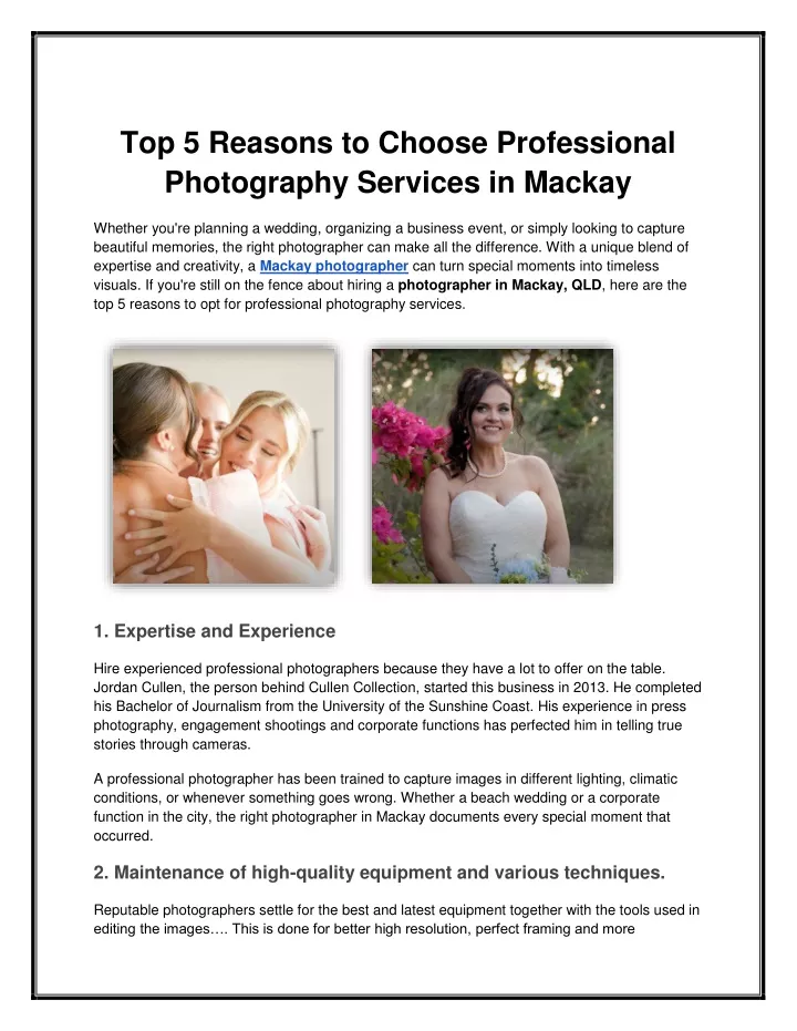 top 5 reasons to choose professional photography