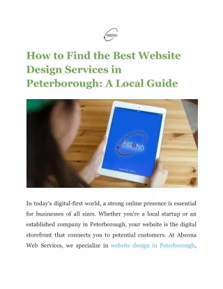 How to Find the Best Website Design Services in Peterborough - A Local Guide